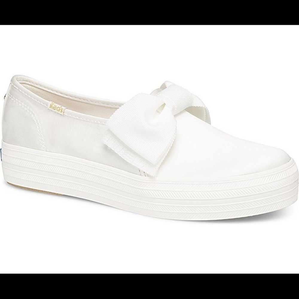 Kate Spade x Keds White Satin Bow Sneaker